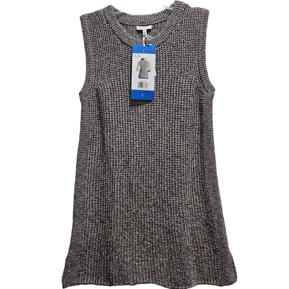 NWT Women's Ella Moss Ribbed Knit Top SIZE LARGE Blue Sleeveless